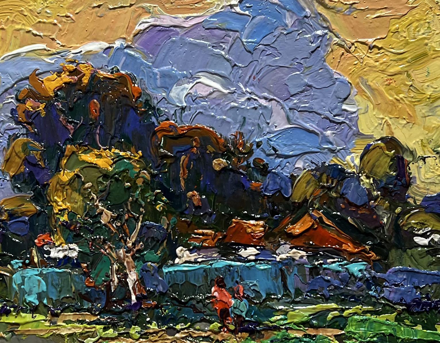 Vibrant impressionist oil painting Gardening in the village by Oksana Ivanyuk
