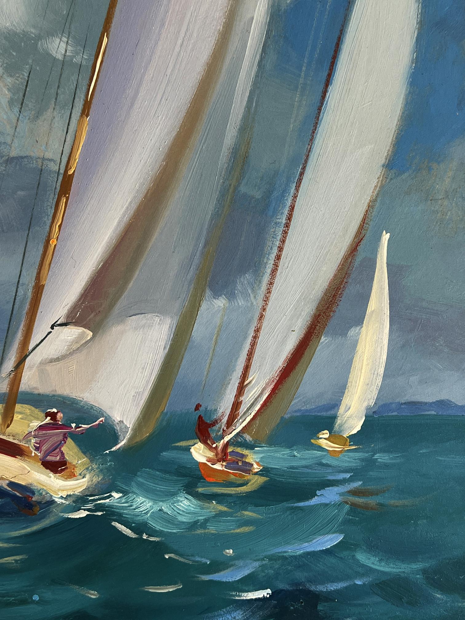 Oil painting of sailboats at sea by Yuriy Suprunchuk