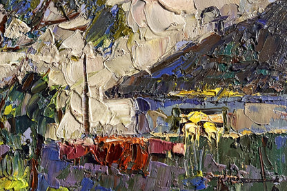 Vibrant oil painting Saturday night at home by Oksana Ivanyuk