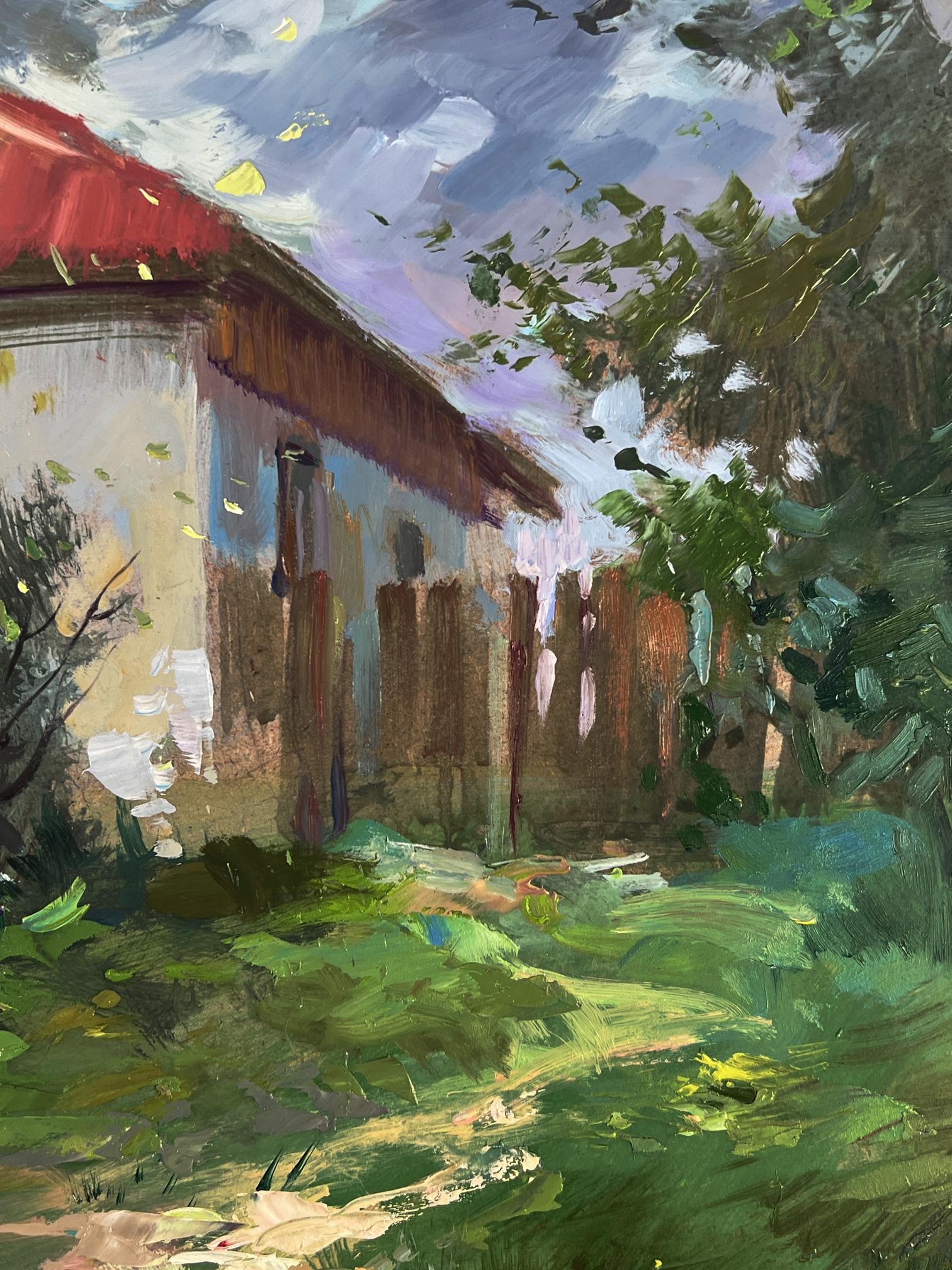 Oil painting of rustic village well by Yuriy Suprunchuk