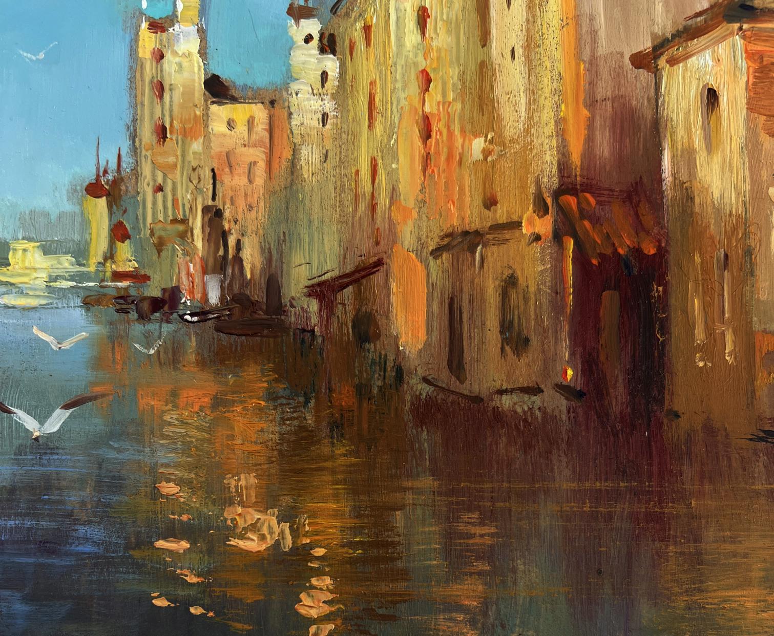 Warm-toned oil painting of Venetian canal by Yuriy Suprunchuk