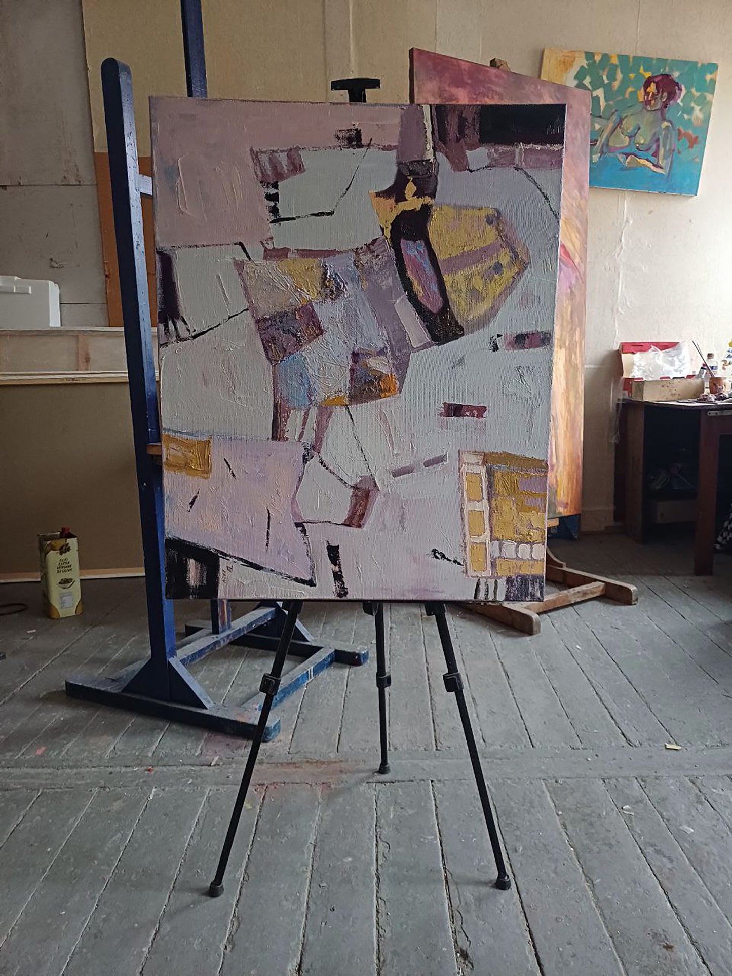 Oil painting Subtle Connections by Tatyana Shulyak with geometric shapes