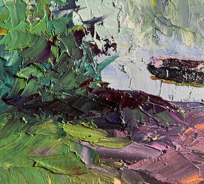Textured impressionist oil painting of secluded nature by Boris Serdyuk