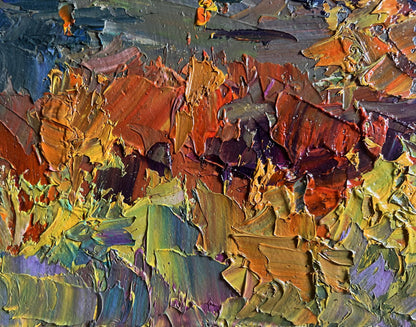 Oil painting Golden Mountain Fields by Boris Serdyuk with vibrant impasto hues