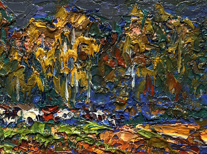 Oil painting of autumn yellow forest by Oleksiy Ivanyuk
