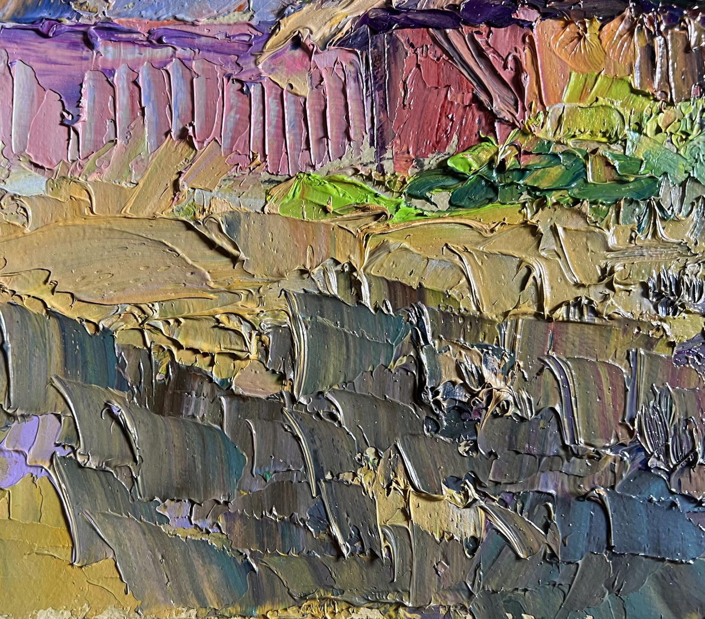 Oil painting House in the Field by Boris Serdyuk, impasto landscape