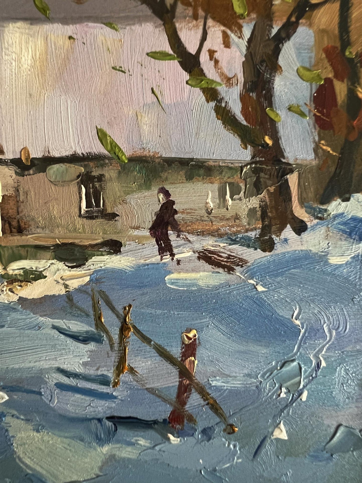 Oil painting After a winter snowstorm overnight by Yuriy Suprunchuk