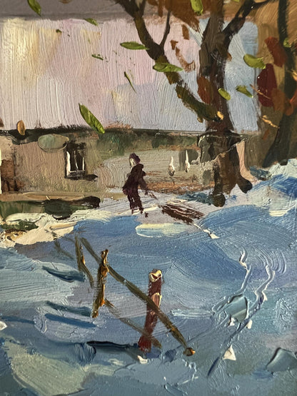 Oil painting After a winter snowstorm overnight by Yuriy Suprunchuk