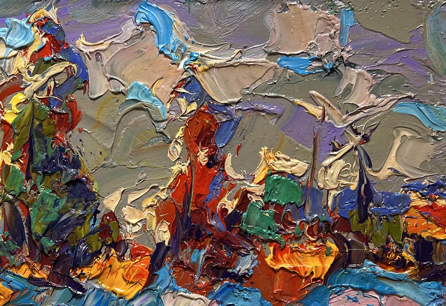 Oil painting The first snow fell by Oleksiy Ivanyuk vibrant impasto abstract