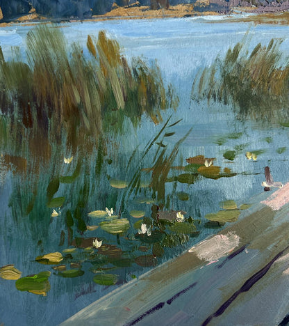 Serene impressionistic oil painting Quiet flow of the river by Yuriy Suprunchuk