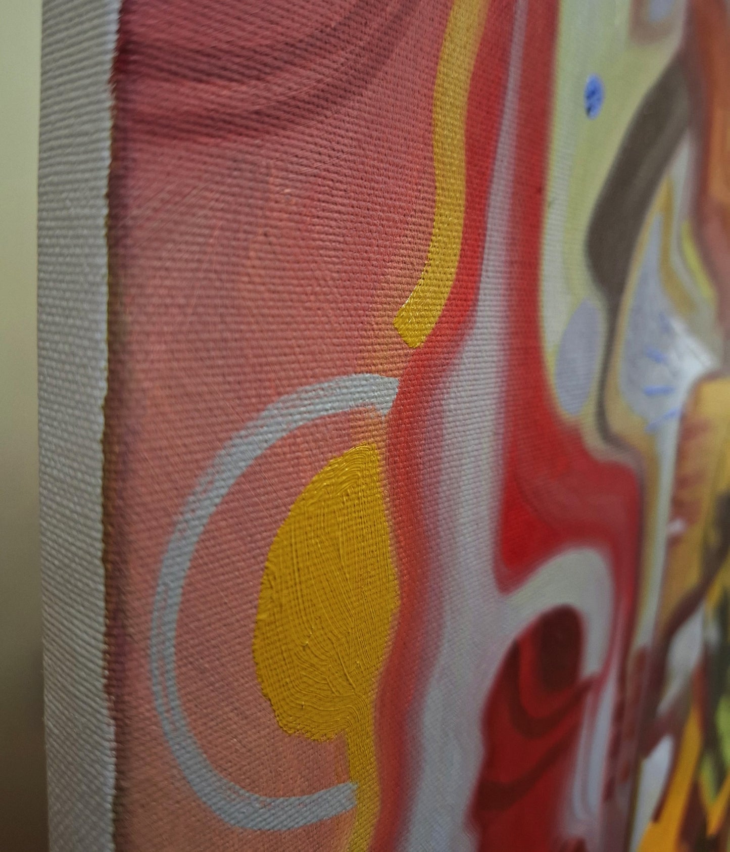 Vibrant Oil painting Seahorse game by Sergiy Voichenko with red yellow swirls