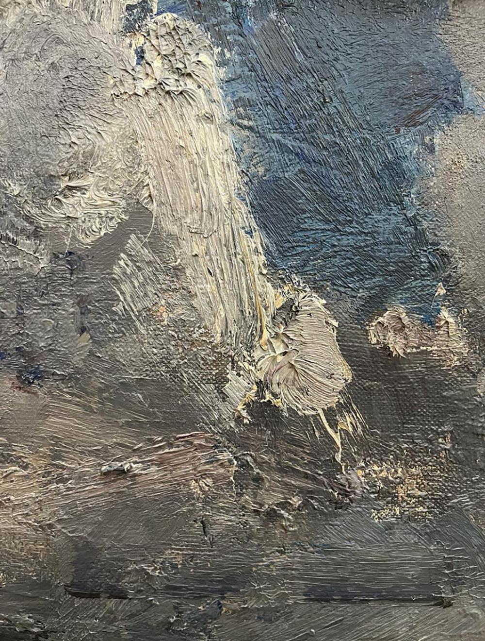 Textured impasto oil painting Clouds over the field by Arsen Rustamov