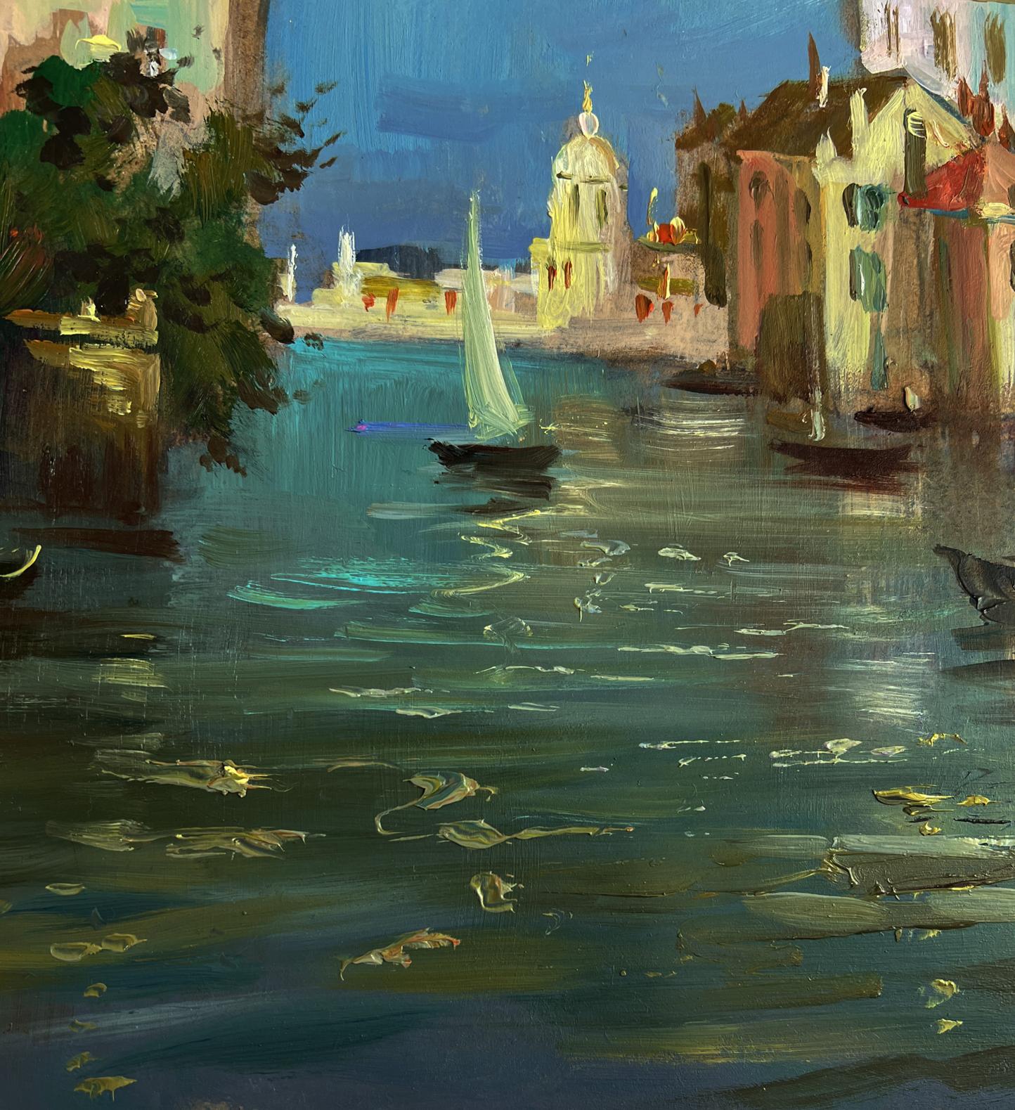 Oil painting Dream of Venice by Yuriy Suprunchuk sailboat scene