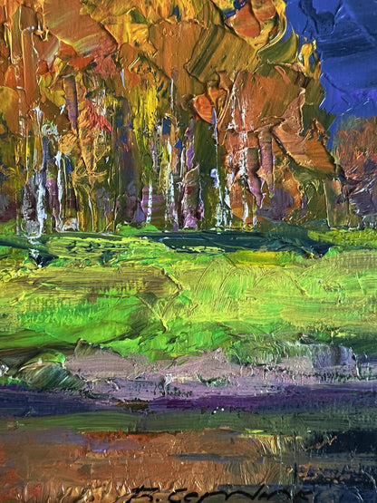 Oil painting Autumn on the shore river by Boris Serdyuk impressionist landscape