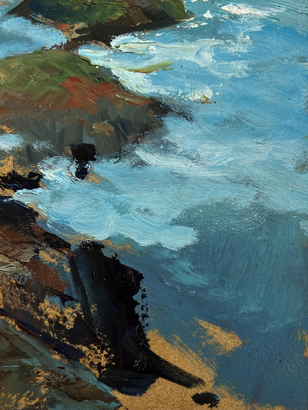Oil painting Sunny day at sea by Yuriy Suprunchuk coastal textured scene