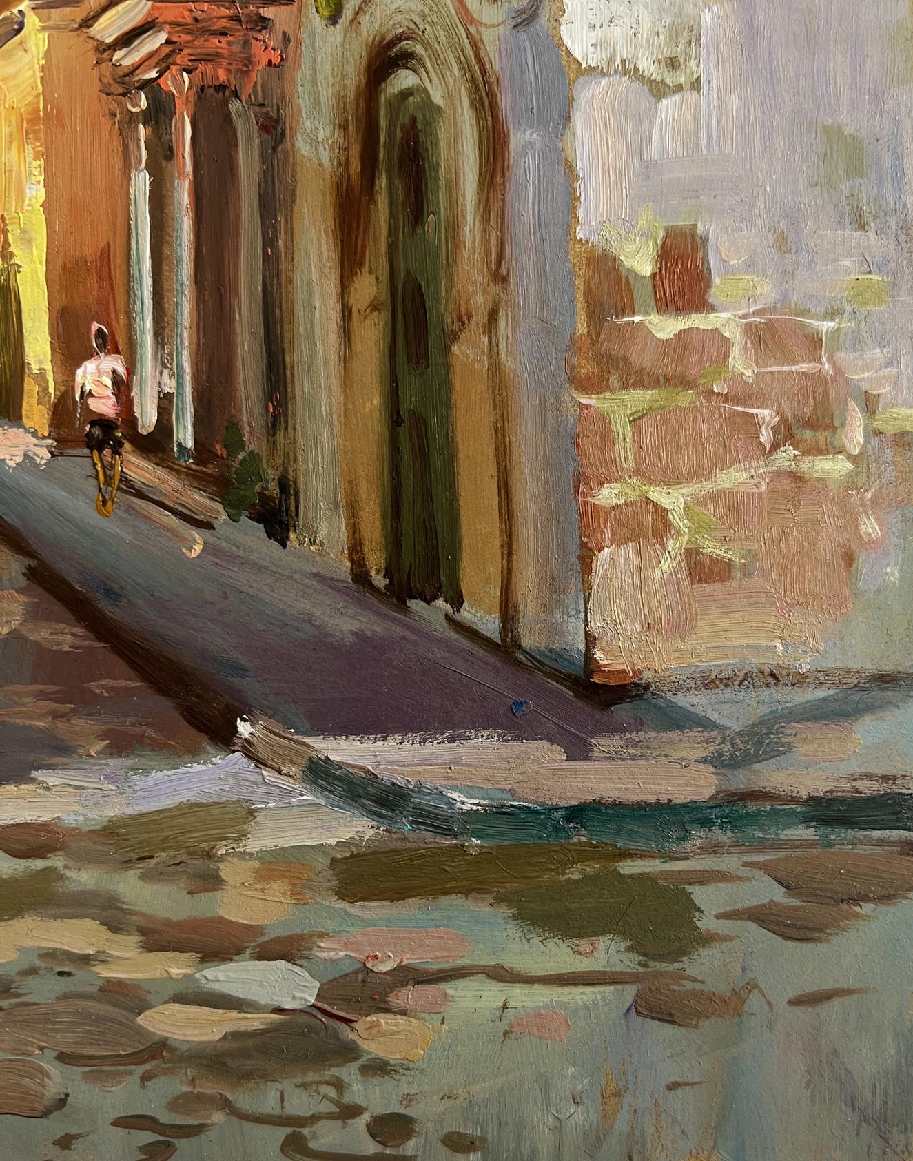 Oil painting Street of old memories by Yuriy Suprunchuk: textured alleyway