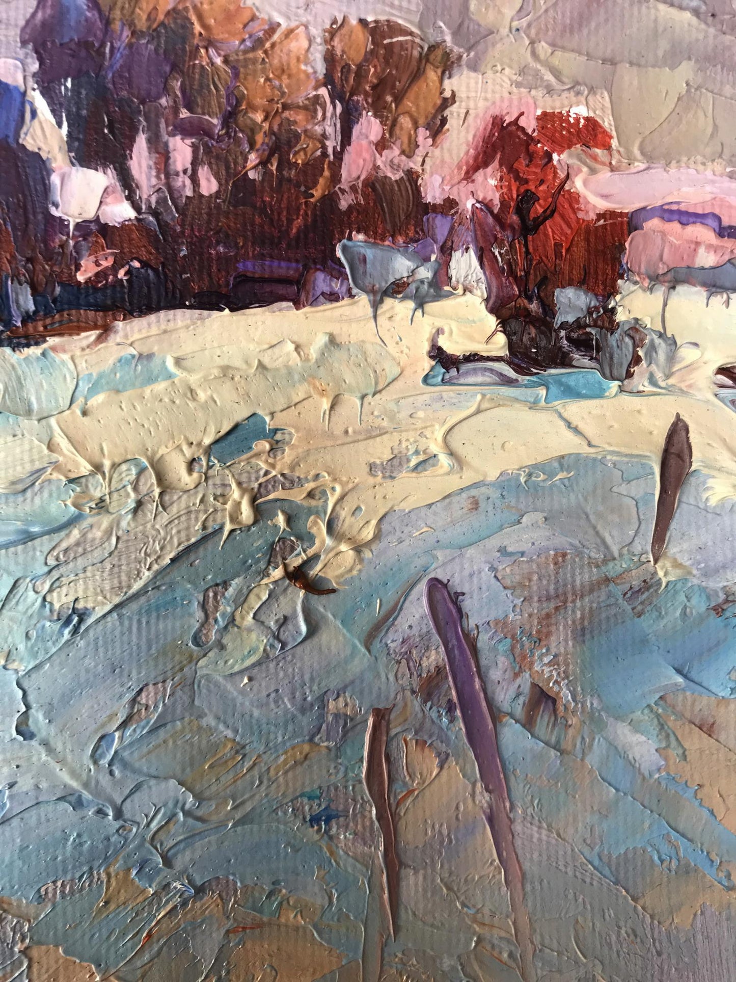 Oil painting Winter distance by Oksana Ivanyuk with impasto brushstrokes