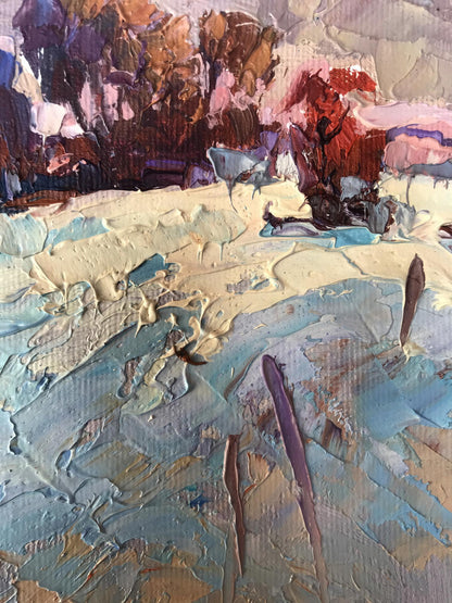 Oil painting Winter distance by Oksana Ivanyuk with impasto brushstrokes