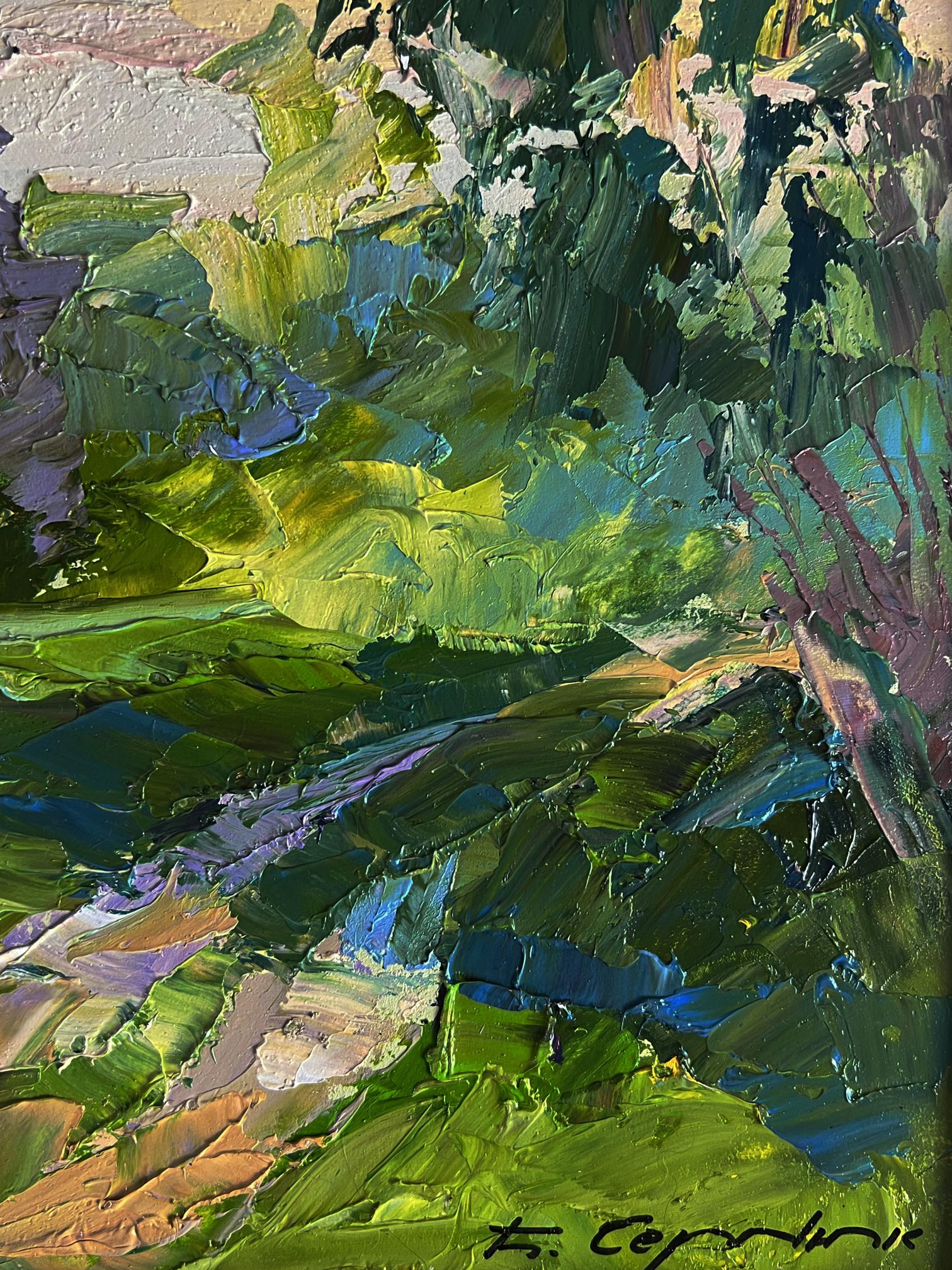 Vibrant impressionist oil painting Flowers along the road by Boris Serdyuk