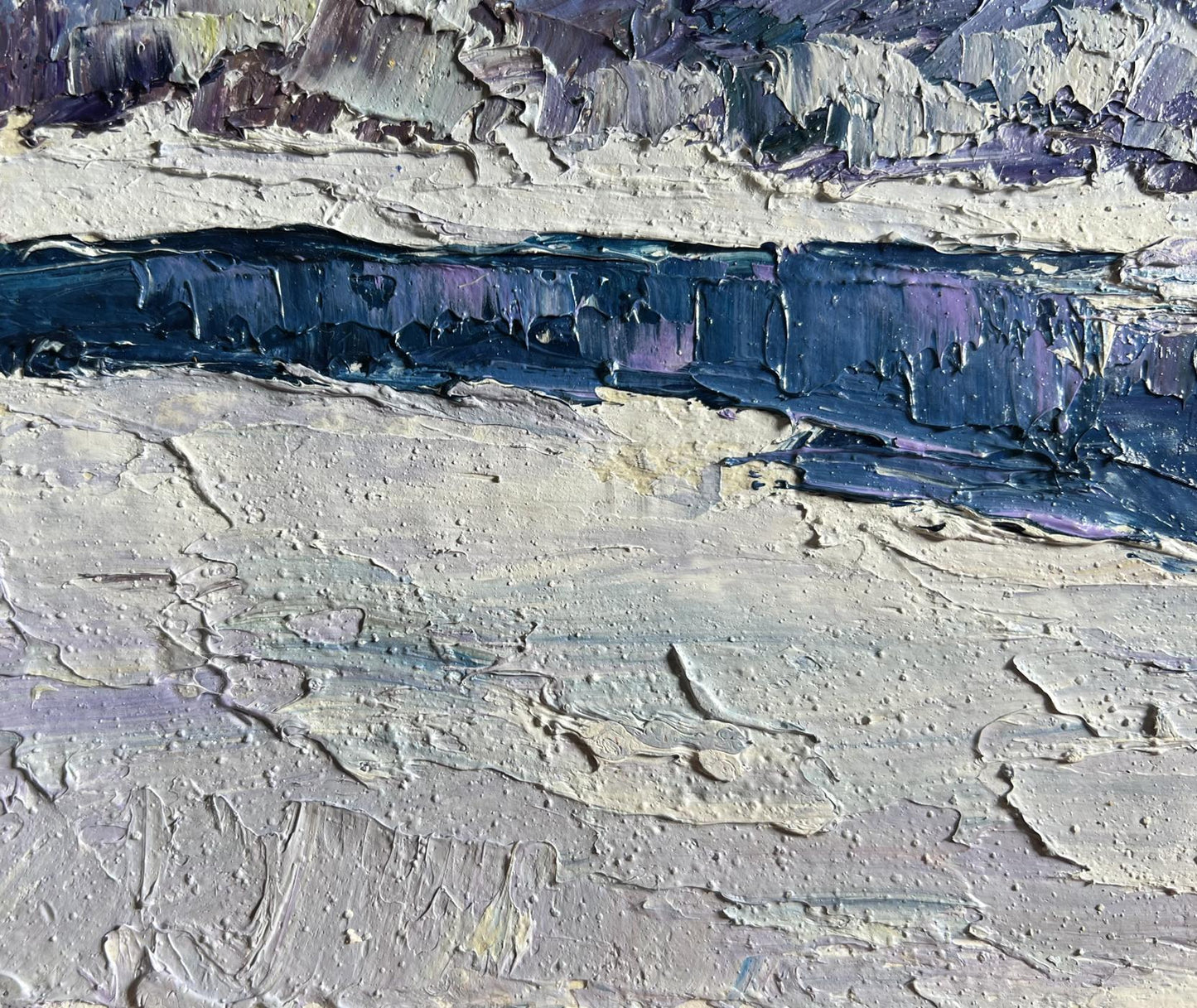 Oil painting Winter crystal by Boris Serdyuk, textured blue purple impasto