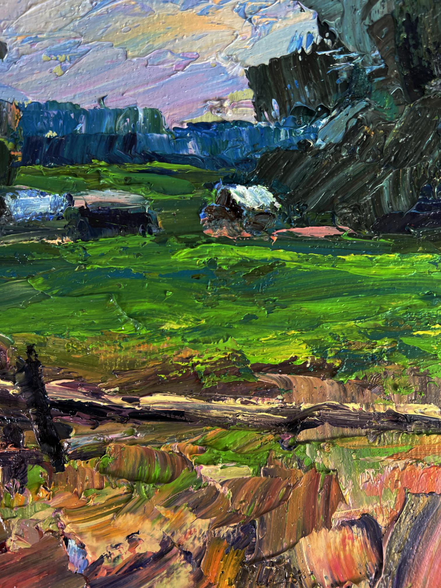Vibrant impressionist oil painting The edge of the village by Boris Serdyuk
