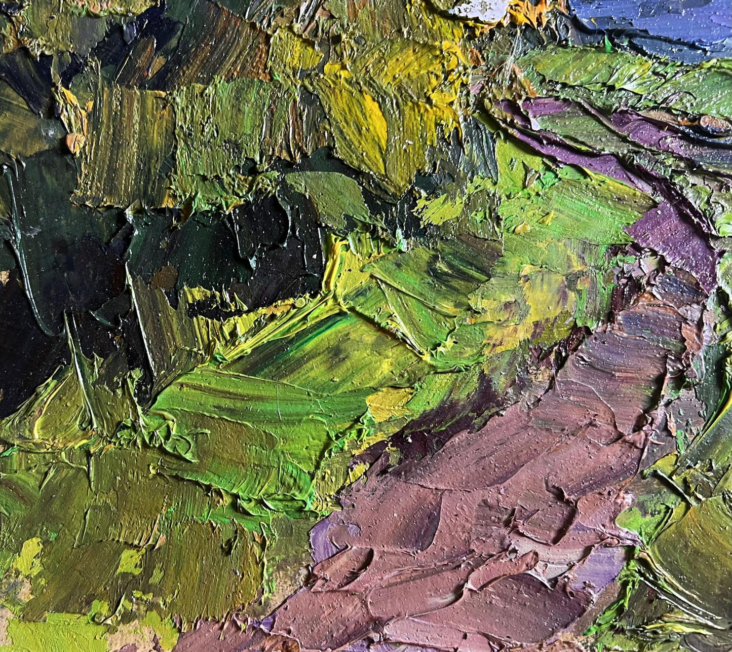 Oil painting Road near the river by Boris Serdyuk with vibrant impasto brushstrokes