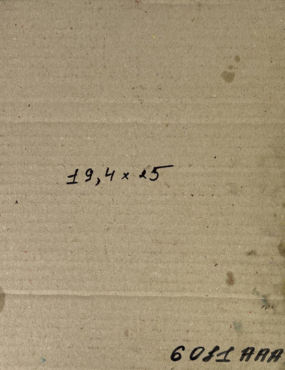 Back of oil painting portrait of officer Alexander Litvinov with handwritten measurements