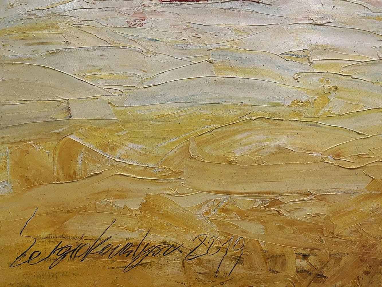 Oil painting Praia de Golfo by Serhiy Kovalev in warm earth tones
