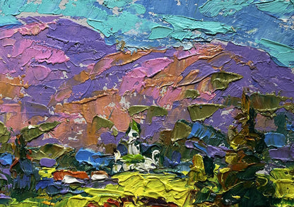 Vibrant impressionist oil painting In the mountain fields by Oleksiy Ivanyuk
