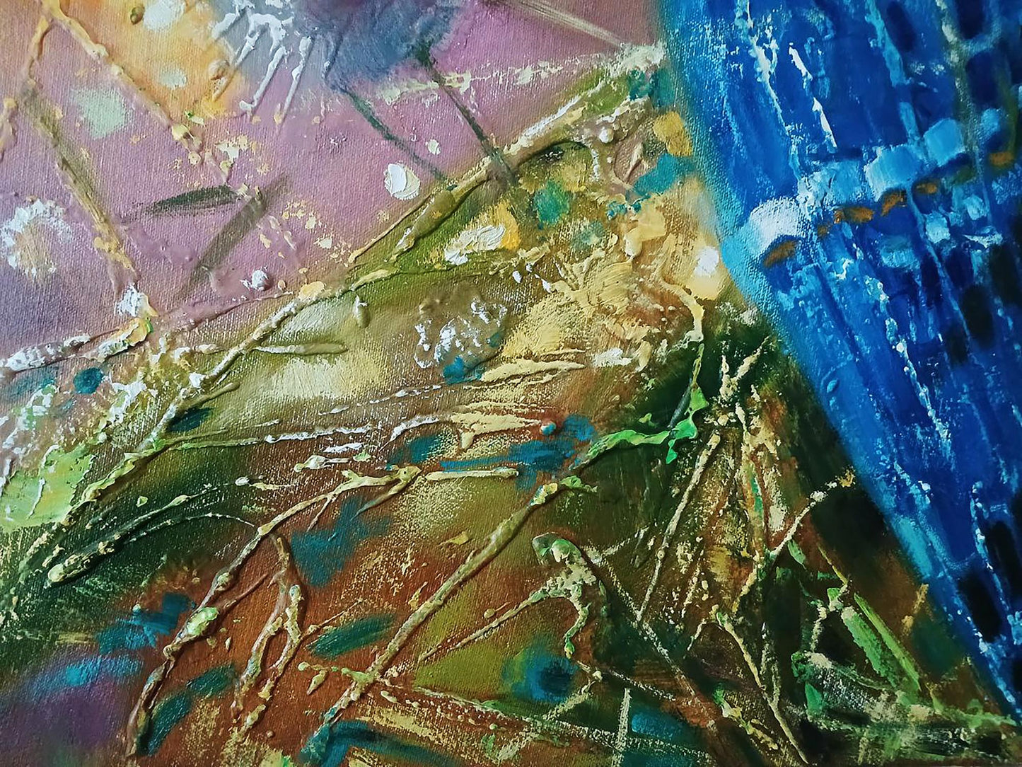 Abstract Blue Bird oil painting by Anatoly Tarabanov with vibrant textured brushstrokes