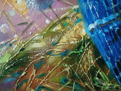 Abstract Blue Bird oil painting by Anatoly Tarabanov with vibrant textured brushstrokes