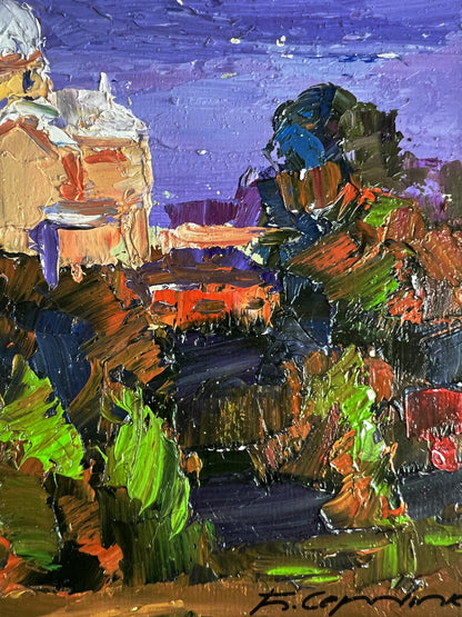 Vibrant impressionist oil painting The Distant Temple by Boris Serdyuk