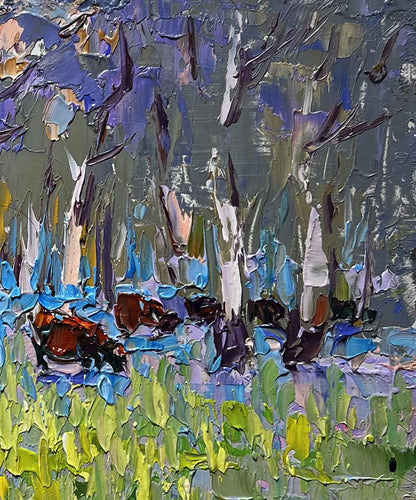 Oil painting Early spring meadows in bloom by Oleksiy Ivanyuk