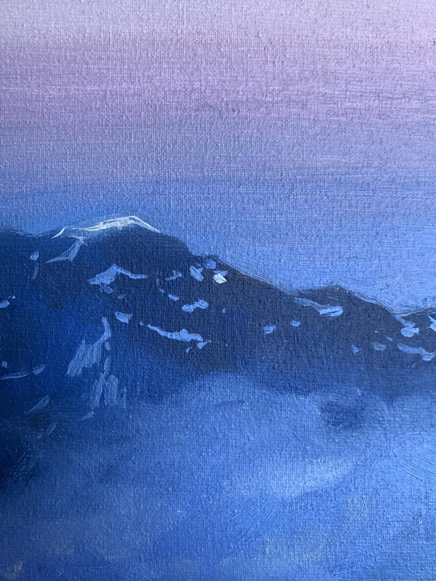 Oil painting Snowy mountains Tatyana Derdey on textured canvas