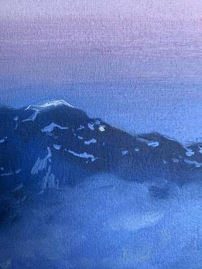 Oil painting Snowy mountains Tatyana Derdey on textured canvas