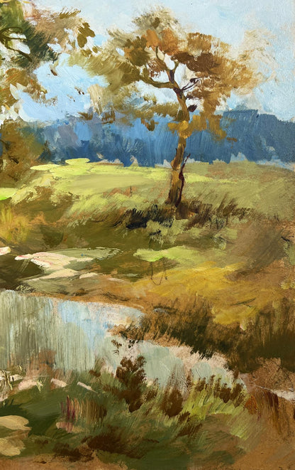 Textured impressionist oil painting Whisper of forest and water by Yuriy Suprunchuk