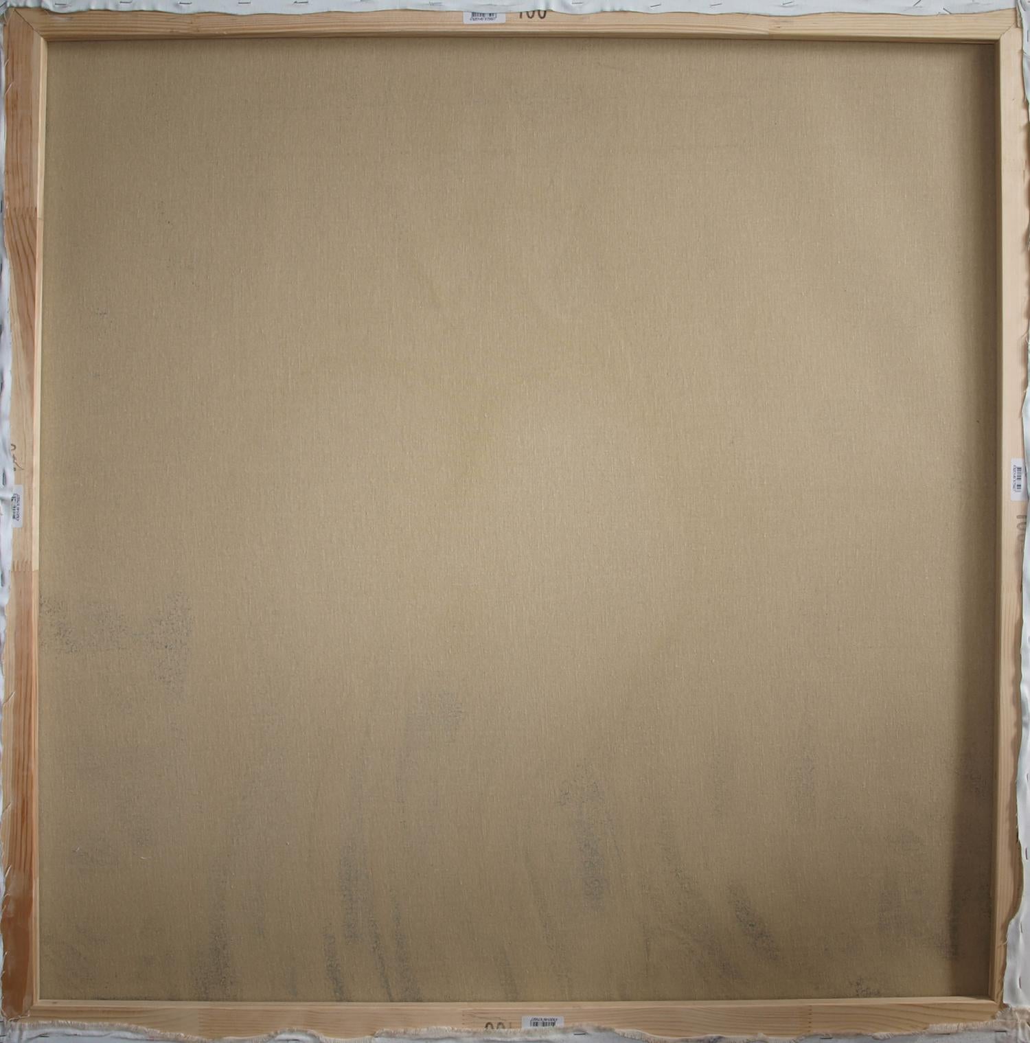 Back of Oil painting Strong arms Konsta G. Amelinn square canvas with wooden frame