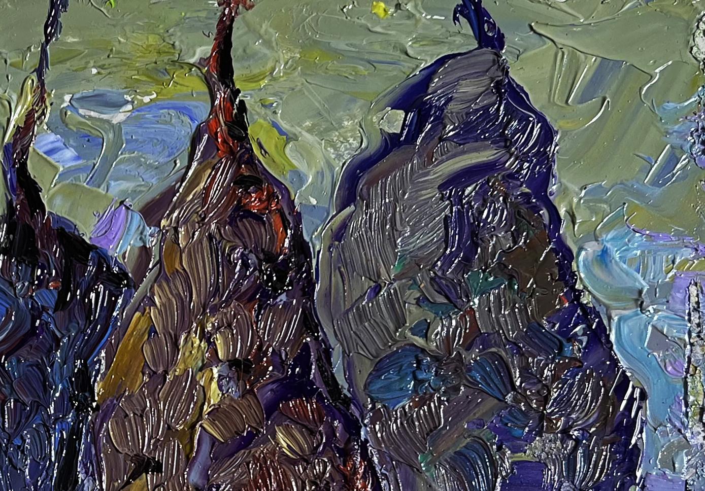 Oil painting Cold wind in the evening by Oleksiy Ivanyuk: textured purple blue grapes