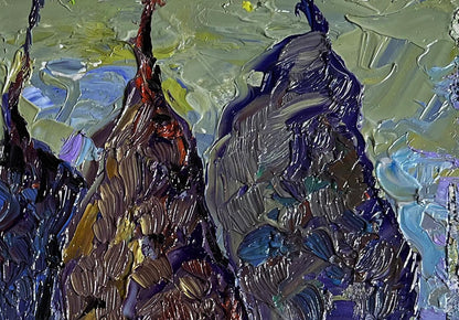 Oil painting Cold wind in the evening by Oleksiy Ivanyuk: textured purple blue grapes