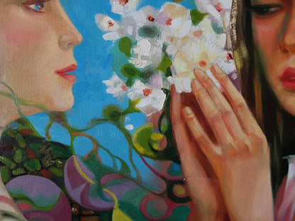 Abstract oil painting Breath of Spring by Anatoly Tarabanov with two women