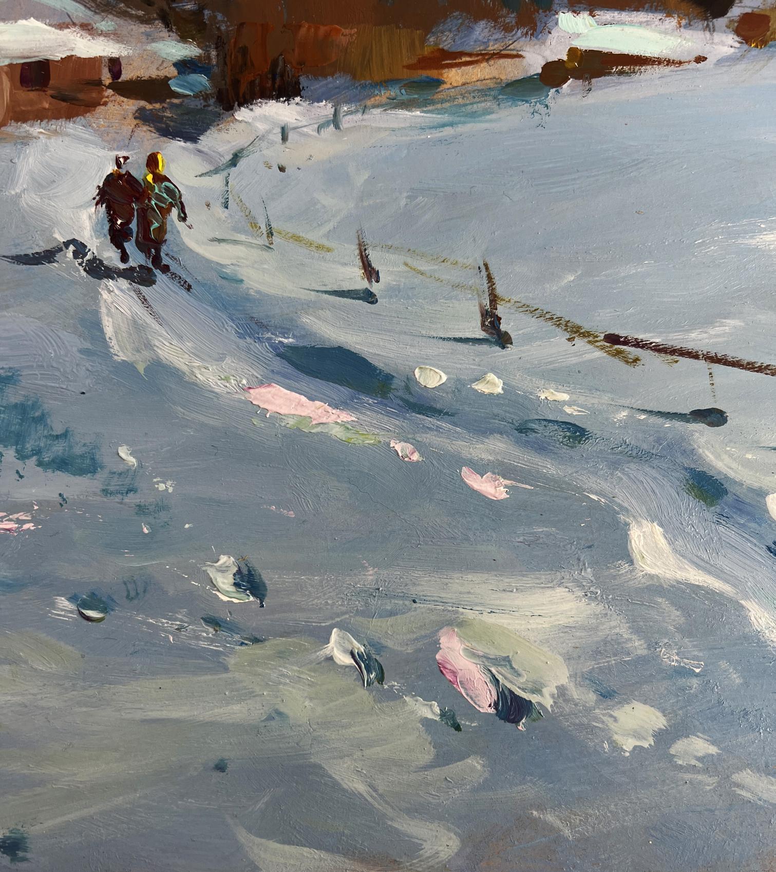 Oil painting Along the Snowy Path by Yuriy Suprunchuk snowy landscape