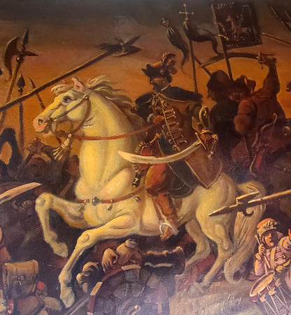 Oil painting of Zaporozhians battle with Poles by Daniil Litvinov