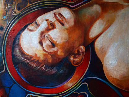 Oil painting Overcoming the Singularity by Konsta G. Amelinn portrait