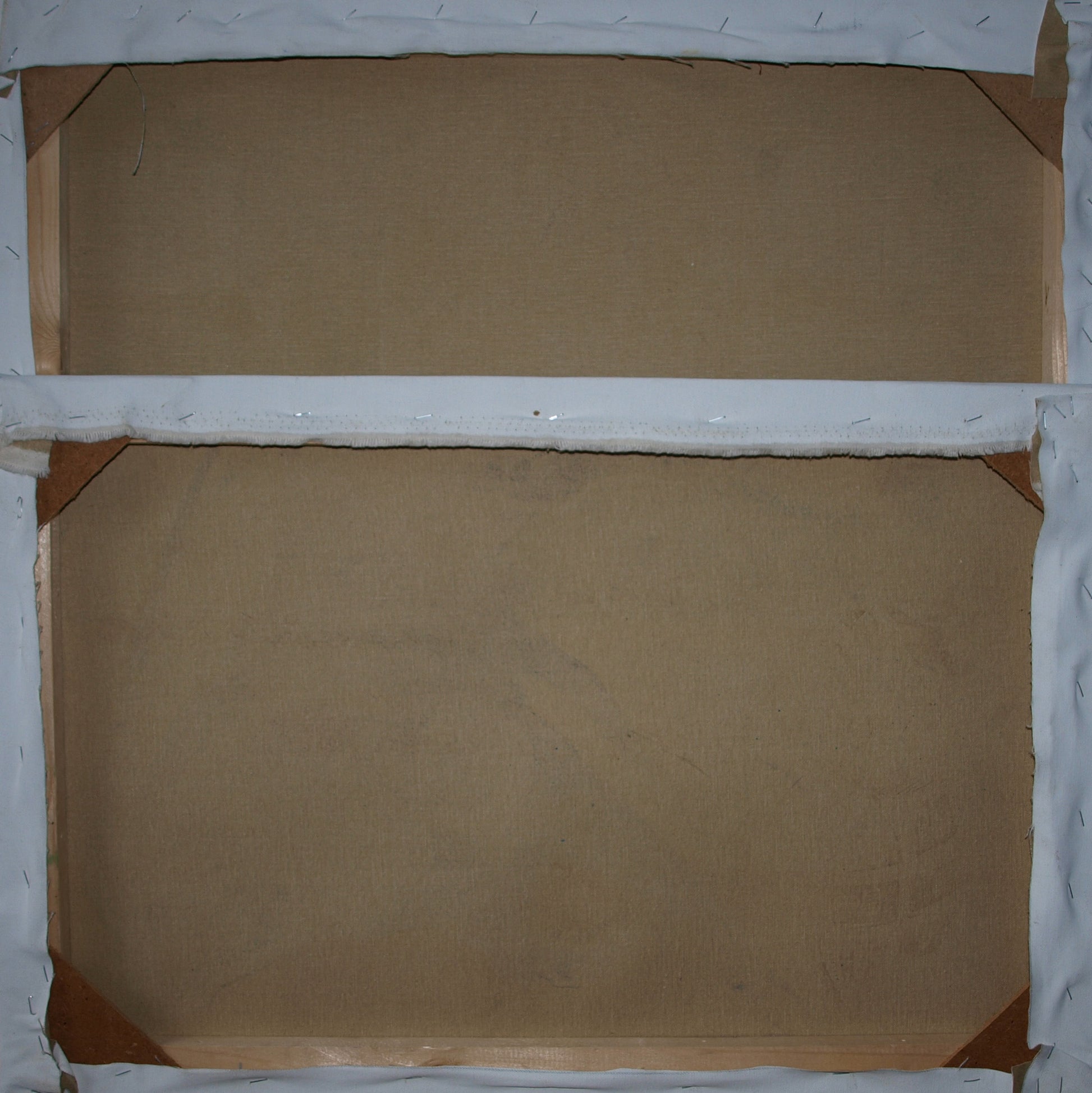 Back of Oil painting Dharma by Konsta G. Amelinn with wooden stretcher bars