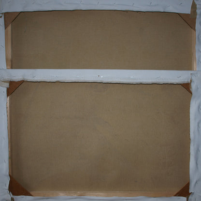 Back of Oil painting Dharma by Konsta G. Amelinn with wooden stretcher bars