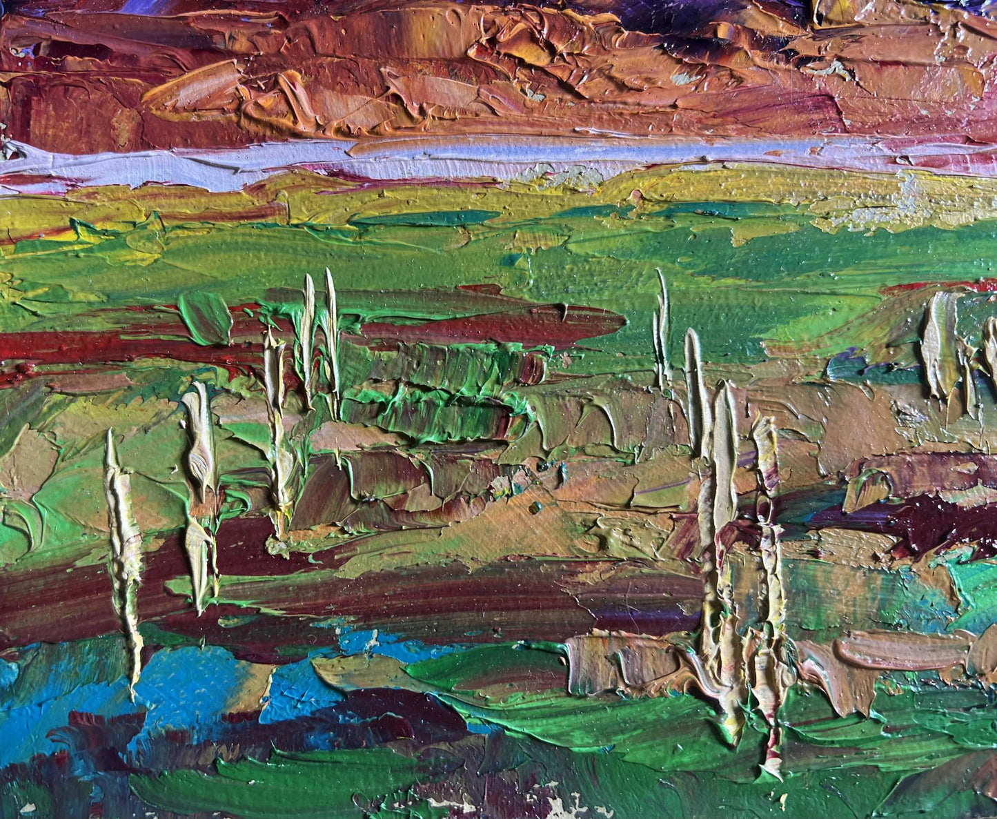 Oil painting September day in the field by Boris Serdyuk impasto landscape