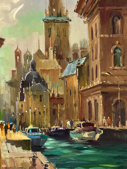Vibrant impressionist oil painting Venetian Reflection by Yuriy Suprunchuk