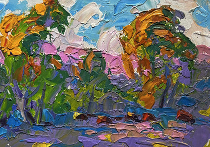 Vibrant impressionist oil painting Autumn colors of nature by Oleksiy Ivanyuk