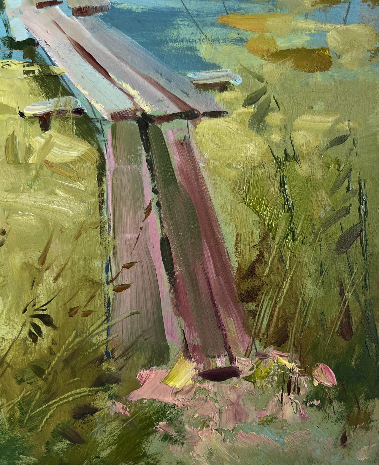 Impressionistic oil painting of wooden bridge by Yuriy Suprunchuk