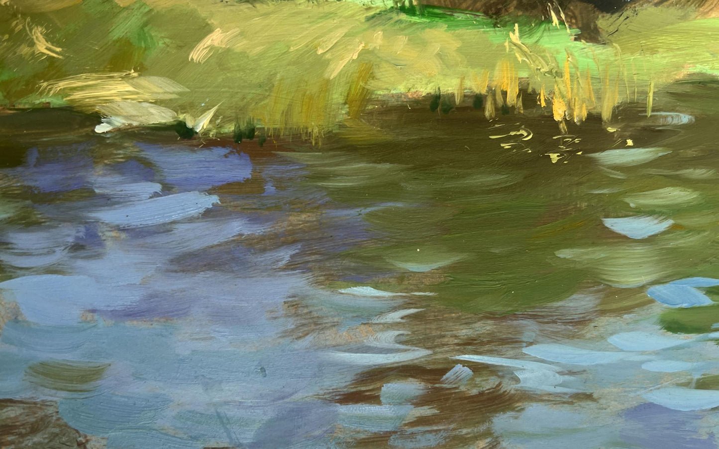 Oil painting A downpour is approaching by the river by Yuriy Suprunchuk